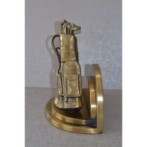 Sarsaparilla Brass Metal Golf Bag Club Bookend Golfing Deco Style Vtg Only One